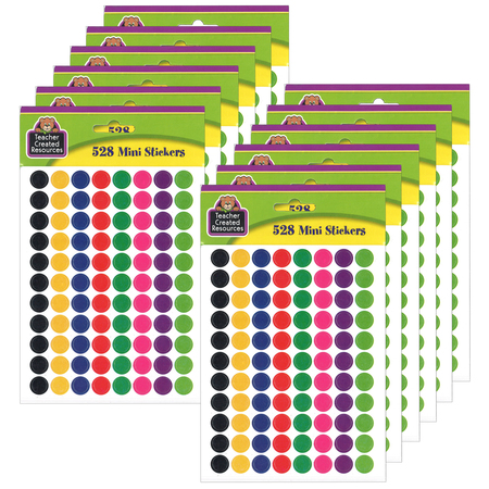 Teacher Created Resources Colorful Circles Mini Stickers, 0.38" Diameter, 528 Per Pack, PK12 4820